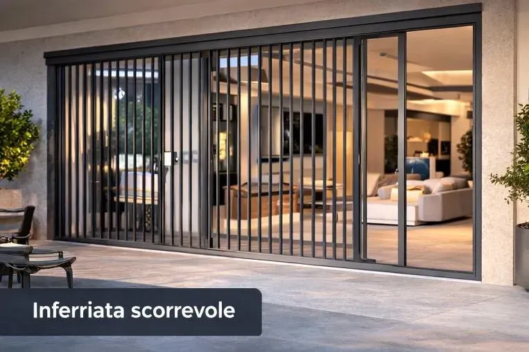 Inferriata scorrevole in ferro per grandi aperture su portafinestra